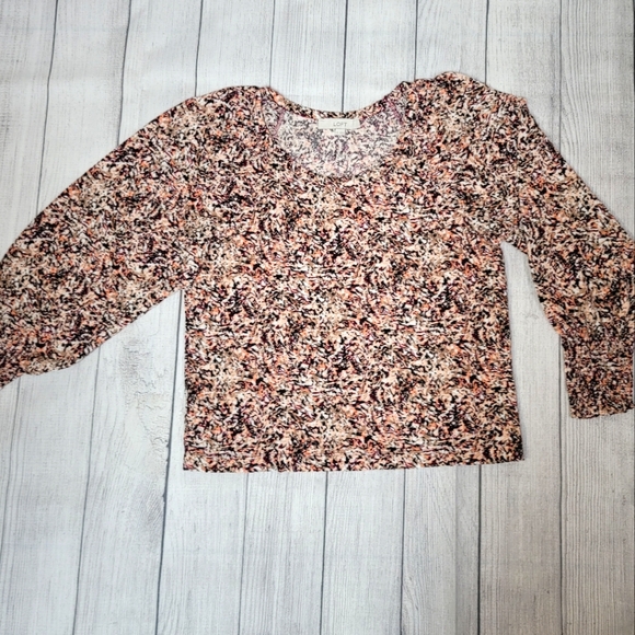 Womens Loft Textured Long Balloon Sleeve Multicolor Blouse Size M - Picture 5 of 10